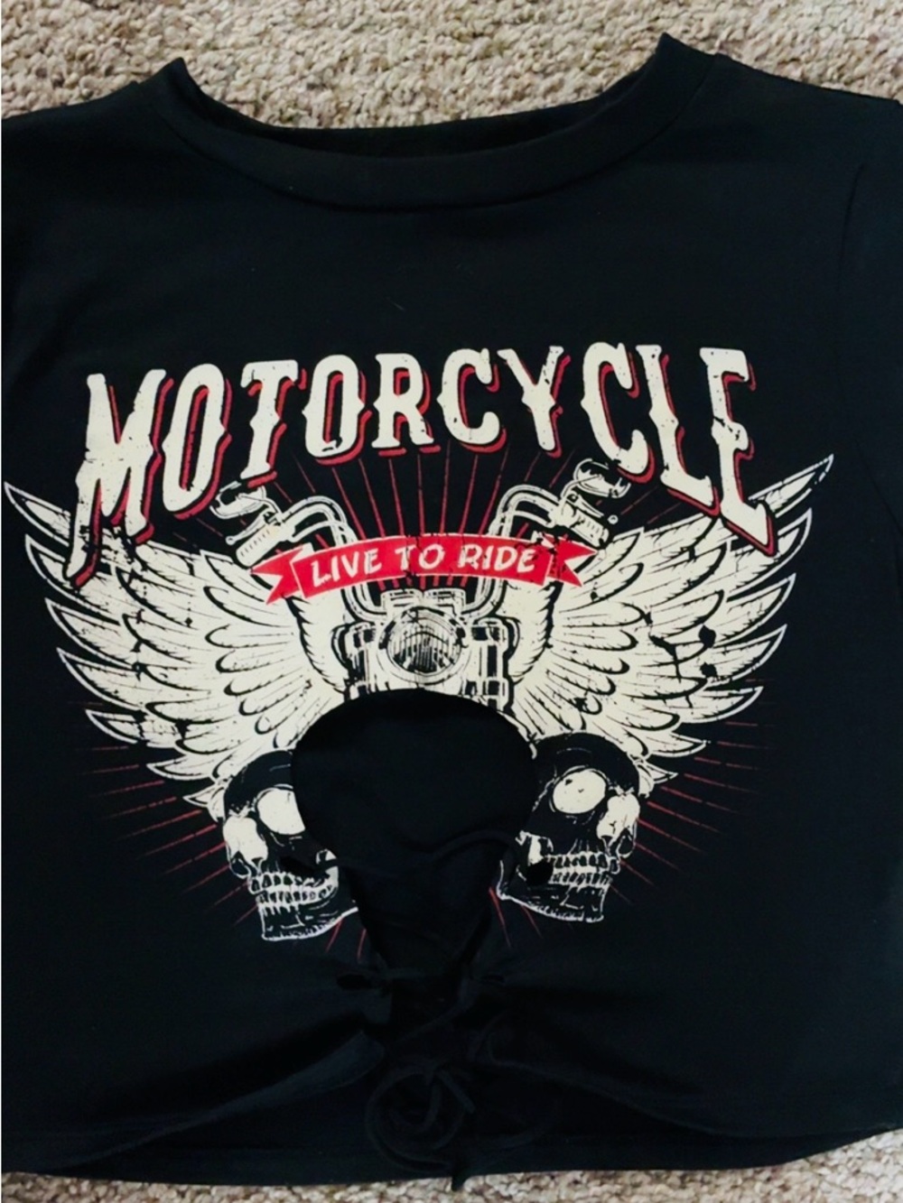 Motorcycle 'Live to Ride' Graphic Tee - Black